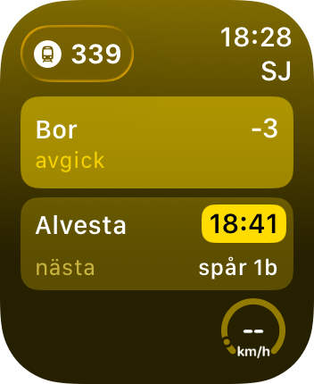 Screenshot of the app on a Apple Watch