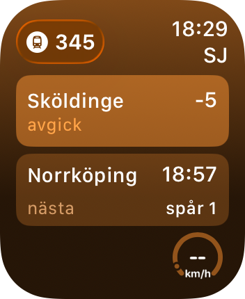 Screenshot of the app on a Apple Watch