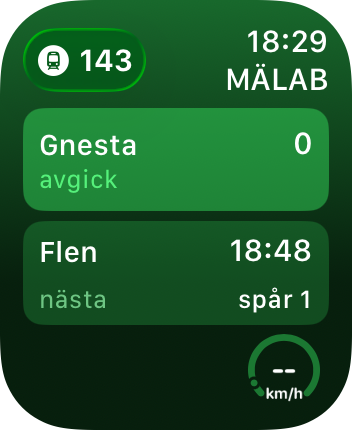 Screenshot of the app on a Apple Watch