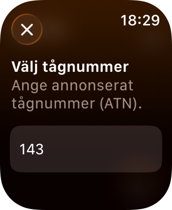 Screenshot of the app on a Apple Watch