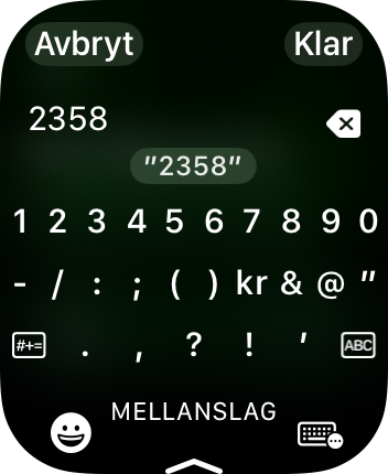 Screenshot of the app on a Apple Watch