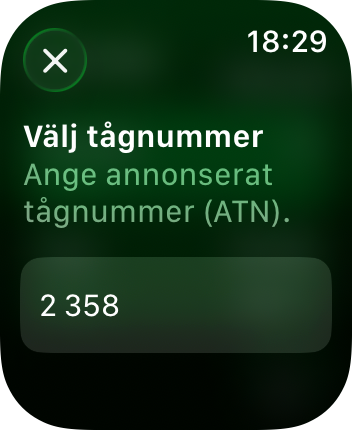 Screenshot of the app on a Apple Watch